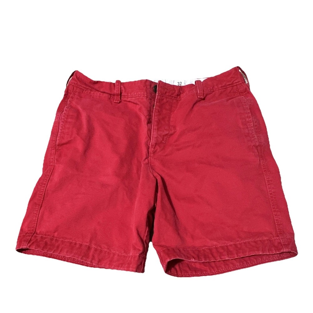 Vintage Abercrombie & Fitch Men's Red Solid Chino Flat Short Front Pockets